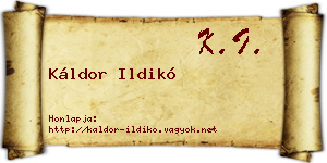 Káldor Ildikó névjegykártya